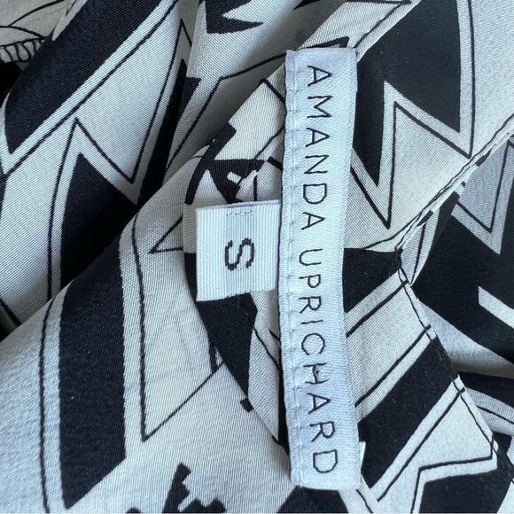 Amanda Uprichard Black White Geometric Silk Spaghetti Strap Mini Dress Size S - Picture 10 of 10